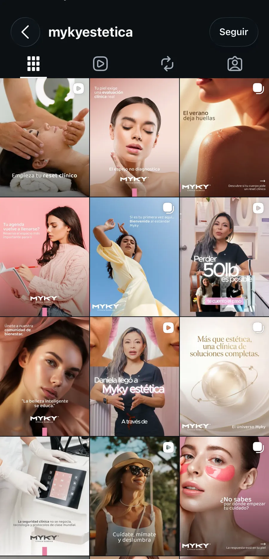 Myky Estética's Instagram feed grid