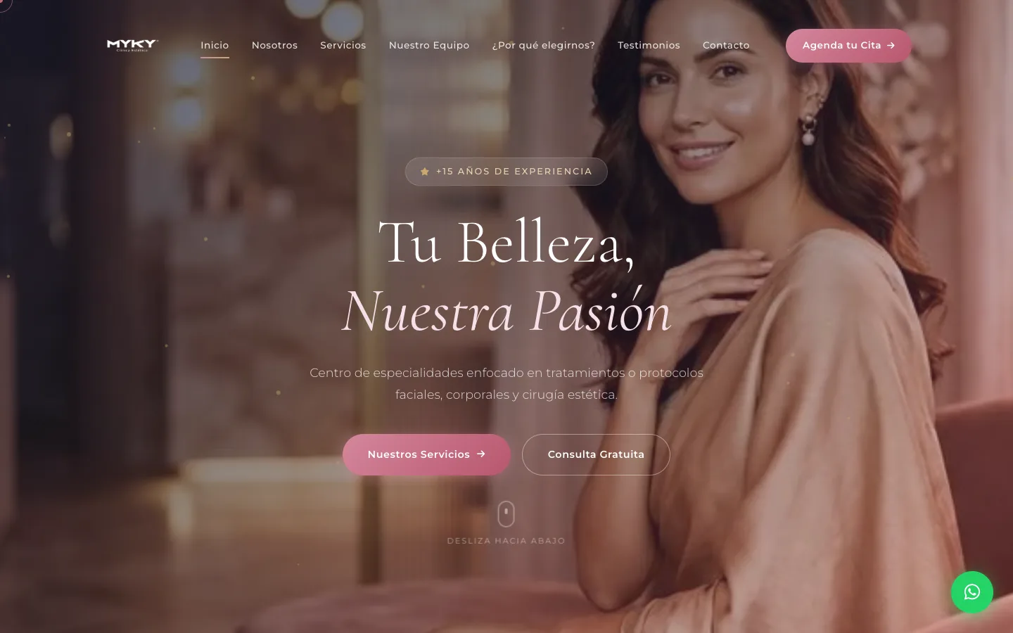 Homepage of the Myky Estética website