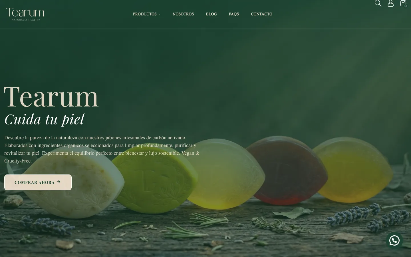 Homepage of the Tearum online store